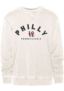 Philadelphia Mens Oatmeal center chest embroidery Long Sleeve Crew Sweatshirt