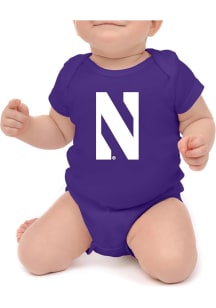 Baby Purple Northwestern Wildcats Primary Logo Short Sleeve One Piece