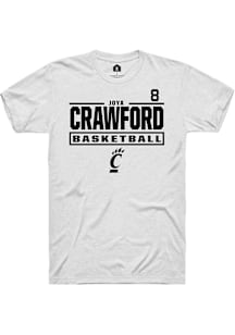 Joya Crawford Cincinnati Bearcats White NIL Stacked Box Short Sleeve Player T Shirt