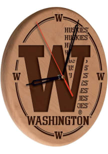 Brown Washington Huskies Laser Engraved Wall Clock