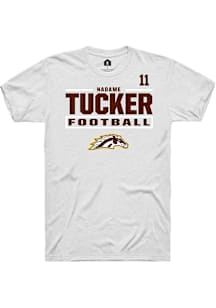 Nadame Tucker Western Michigan Broncos White Football NIL Stacked Box Short Sleeve Player T Shirt