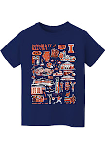 Vive La Fete Illinois Fighting Illini Youth Navy Blue Impressions Short Sleeve T-Shirt