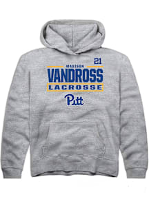 Madison Vandross Rally Youth Grey Pitt Panthers NIL Stacked Box Long Sleeve Player Hoodie