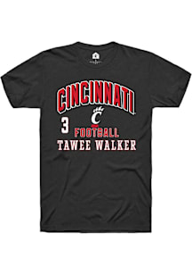 Tawee Walker Cincinnati Bearcats Black NIL Arch Logo Short Sleeve Player T Shirt