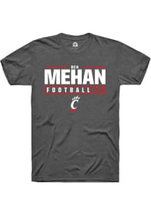 Ben Mehan Dark Grey Cincinnati Bearcats NIL Stacked Box Short Sleeve T Shirt