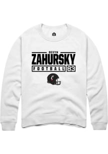 Devyn Zahursky  Rally Cincinnati Bearcats Mens White NIL Stacked Box Long Sleeve Crew Sweatshirt