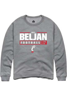 Joey Beljan Rally Mens Graphite Cincinnati Bearcats NIL Stacked Box Crew Sweatshirt