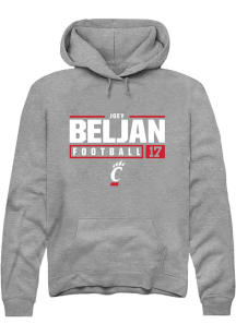 Joey Beljan Rally Mens Graphite Cincinnati Bearcats NIL Stacked Box Hooded Sweatshirt