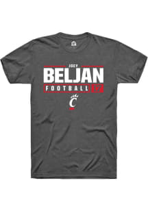 Joey Beljan Dark Grey Cincinnati Bearcats NIL Stacked Box Short Sleeve T Shirt