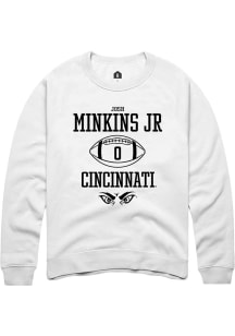 Josh Minkins Jr Rally Mens White Cincinnati Bearcats NIL Sport Icon Crew Sweatshirt