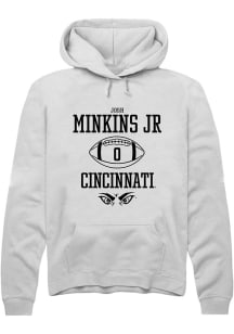 Josh Minkins Jr Rally Mens White Cincinnati Bearcats NIL Sport Icon Hooded Sweatshirt