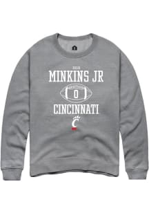 Josh Minkins Jr Rally Mens Graphite Cincinnati Bearcats NIL Sport Icon Crew Sweatshirt