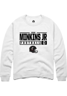 Josh Minkins Jr Rally Mens White Cincinnati Bearcats NIL Stacked Box Crew Sweatshirt