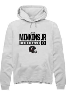 Josh Minkins Jr Rally Mens White Cincinnati Bearcats NIL Stacked Box Hooded Sweatshirt