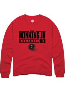 Josh Minkins Jr Rally Mens Red Cincinnati Bearcats NIL Stacked Box Crew Sweatshirt