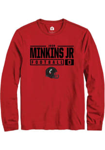 Josh Minkins Jr Rally Mens Red Cincinnati Bearcats NIL Stacked Box Tee