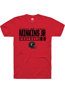 Josh Minkins Jr Red Cincinnati Bearcats NIL Stacked Box Short Sleeve T Shirt