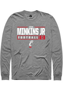 Josh Minkins Jr Rally Mens Graphite Cincinnati Bearcats NIL Stacked Box Tee