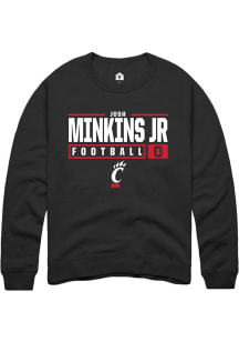 Josh Minkins Jr Rally Mens  Cincinnati Bearcats NIL Stacked Box Crew Sweatshirt