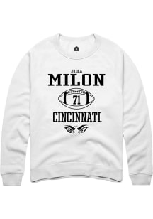 Judea Milon Rally Mens White Cincinnati Bearcats NIL Sport Icon Crew Sweatshirt