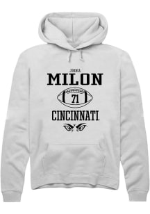 Judea Milon Rally Mens White Cincinnati Bearcats NIL Sport Icon Hooded Sweatshirt