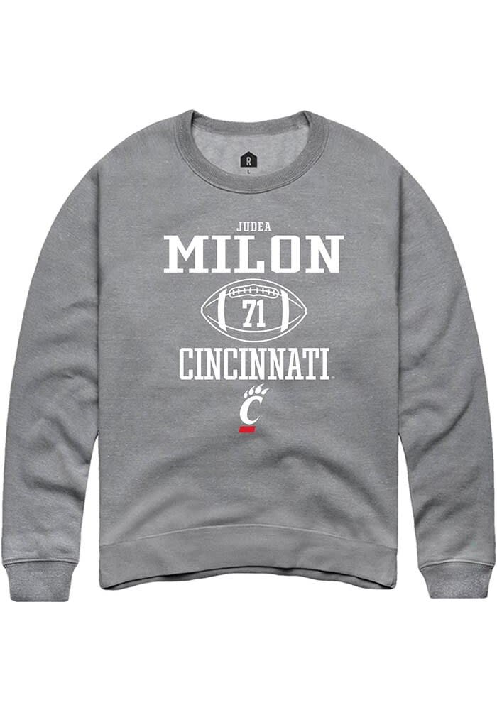 Judea Milon Rally Cincinnati Bearcats Mens Graphite NIL Sport Icon Long Sleeve Crew Sweatshirt