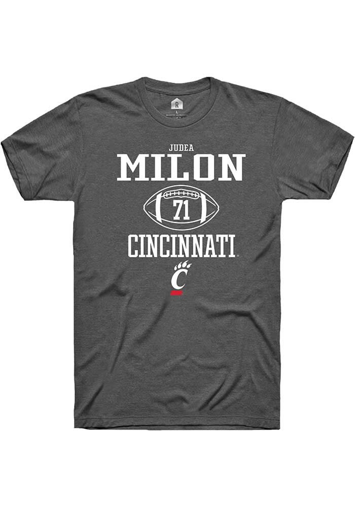 Judea Milon Cincinnati Bearcats Dark Grey Rally NIL Sport Icon Short Sleeve T Shirt