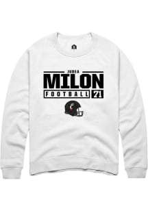 Judea Milon Rally Mens White Cincinnati Bearcats NIL Stacked Box Crew Sweatshirt