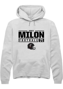 Judea Milon Rally Mens White Cincinnati Bearcats NIL Stacked Box Hooded Sweatshirt