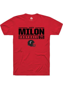 Judea Milon Red Cincinnati Bearcats NIL Stacked Box Short Sleeve T Shirt