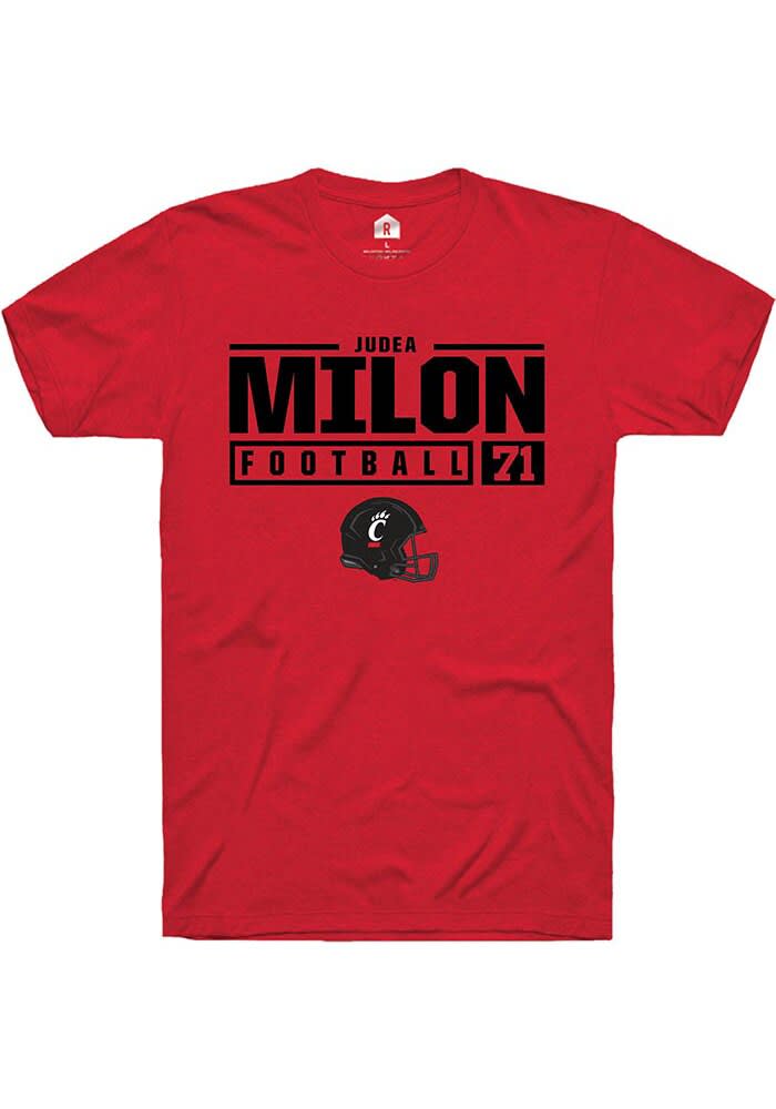 Judea Milon Cincinnati Bearcats Red Rally NIL Stacked Box Short Sleeve T Shirt