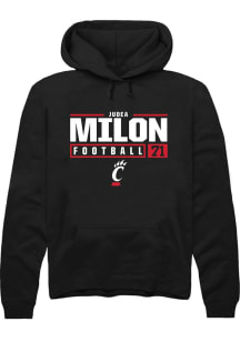 Judea Milon Rally Mens Black Cincinnati Bearcats NIL Stacked Box Hooded Sweatshirt