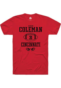 Simeon Coleman Red Cincinnati Bearcats NIL Sport Icon Short Sleeve T Shirt