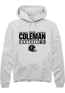 Simeon Coleman Rally Mens White Cincinnati Bearcats NIL Stacked Box Hooded Sweatshirt