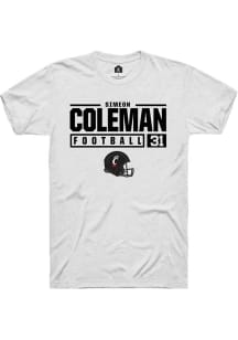 Simeon Coleman White Cincinnati Bearcats NIL Stacked Box Short Sleeve T Shirt