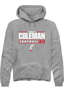 Simeon Coleman Rally Mens Graphite Cincinnati Bearcats NIL Stacked Box Hooded Sweatshirt