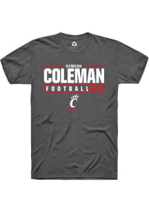 Simeon Coleman Dark Grey Cincinnati Bearcats NIL Stacked Box Short Sleeve T Shirt