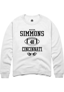 Weston Simmons Rally Mens White Cincinnati Bearcats NIL Sport Icon Crew Sweatshirt