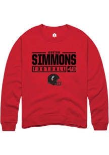 Weston Simmons Rally Mens Red Cincinnati Bearcats NIL Stacked Box Crew Sweatshirt