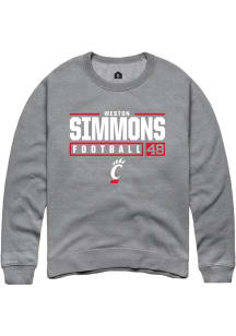 Weston Simmons Rally Mens Graphite Cincinnati Bearcats NIL Stacked Box Crew Sweatshirt