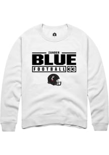 Zander Blue Rally Mens White Cincinnati Bearcats NIL Stacked Box Crew Sweatshirt