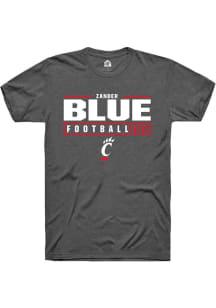 Zander Blue Dark Grey Cincinnati Bearcats NIL Stacked Box Short Sleeve T Shirt