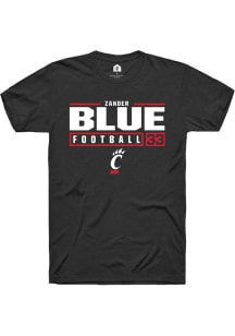 Zander Blue Black Cincinnati Bearcats NIL Stacked Box Short Sleeve T Shirt