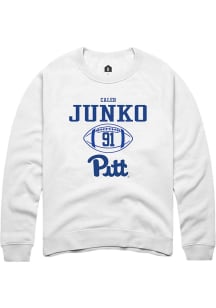 Caleb Junko Rally Mens White Pitt Panthers NIL Sport Icon Crew Sweatshirt
