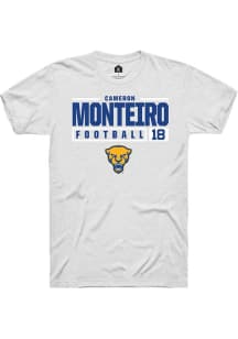 Cameron Monteiro White Pitt Panthers NIL Stacked Box Short Sleeve T Shirt