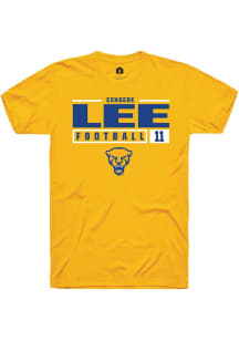 Censere Lee Gold Pitt Panthers NIL Stacked Box Short Sleeve T Shirt