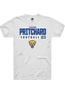 Davion Pritchard White Pitt Panthers NIL Stacked Box Short Sleeve T Shirt