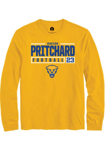 Davion Pritchard Rally Mens Gold Pitt Panthers NIL Stacked Box Tee