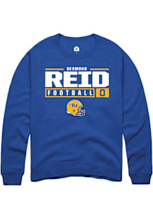 Desmond Reid  Rally Pitt Panthers Mens Blue NIL Stacked Box Long Sleeve Crew Sweatshirt