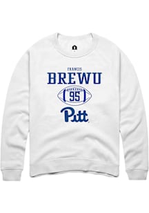 Francis Brewu  Rally Pitt Panthers Mens White NIL Sport Icon Long Sleeve Crew Sweatshirt